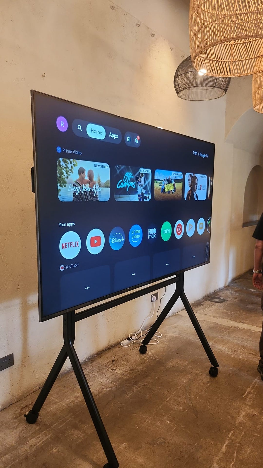 86-inch TV with Mobile Trolley Stand