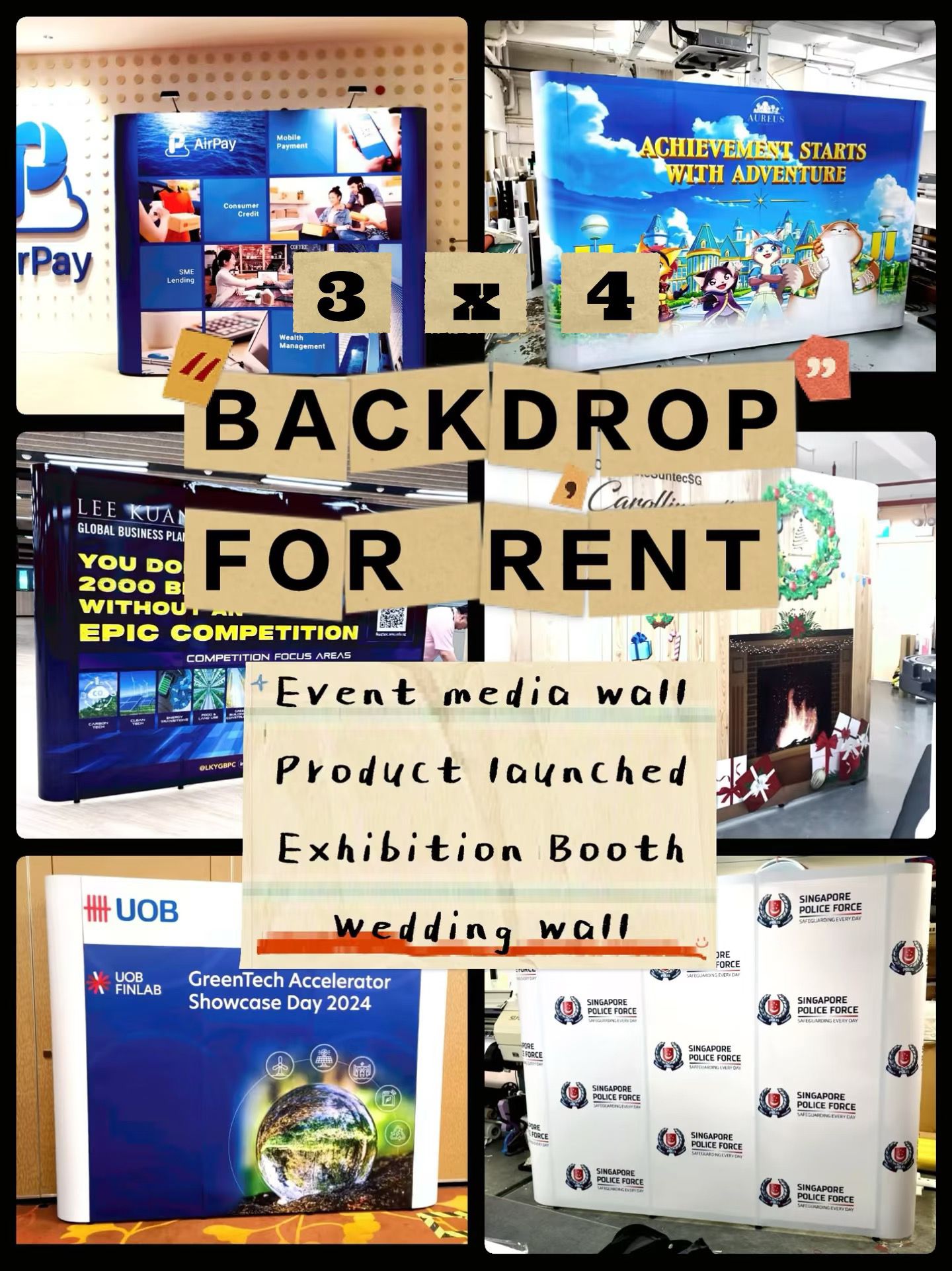 3 x 4 Straight Portable Backdrop for Rent