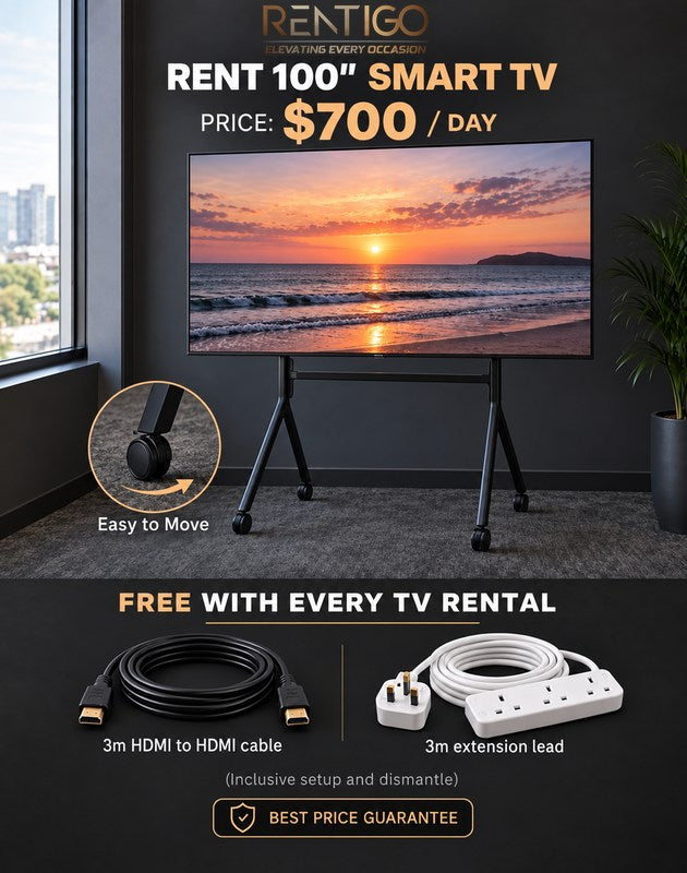 Large 100" 4K Smart TV Rental Singapore. Premium Big Screen Experience