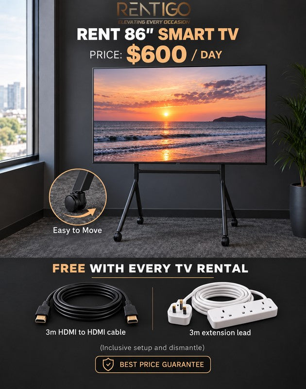 Large 86" 4K Smart TV Rental Singapore. Premium Big Screen Experience